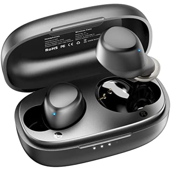 TOZO A1 Mini Wireless Earbuds Bluetooth 5.3 in Ear Light-Weight Headphones Built-in Microphone, IPX5 Waterproof, Immersive Premium Sound Long Distance Connection Headset with Charging Case, Black